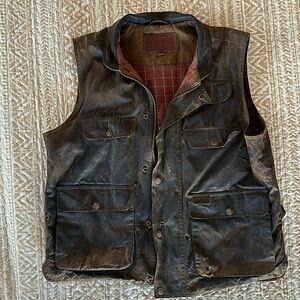 Vintage Outback Trading Company Overlander Brown Leather Utility Work Vest